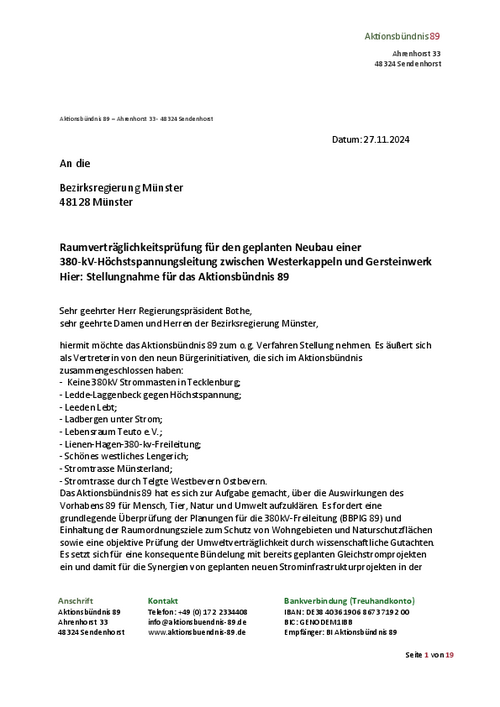 Stellungnahme des Aktionsbündnis 89